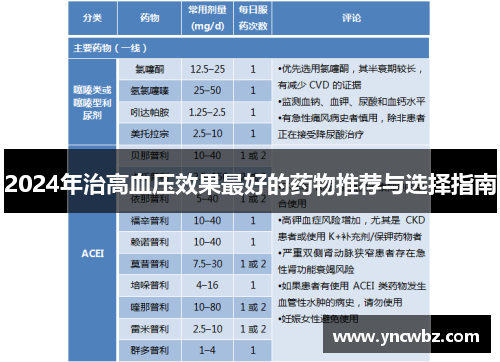 2024年治高血压效果最好的药物推荐与选择指南