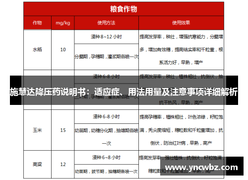 施慧达降压药说明书：适应症、用法用量及注意事项详细解析